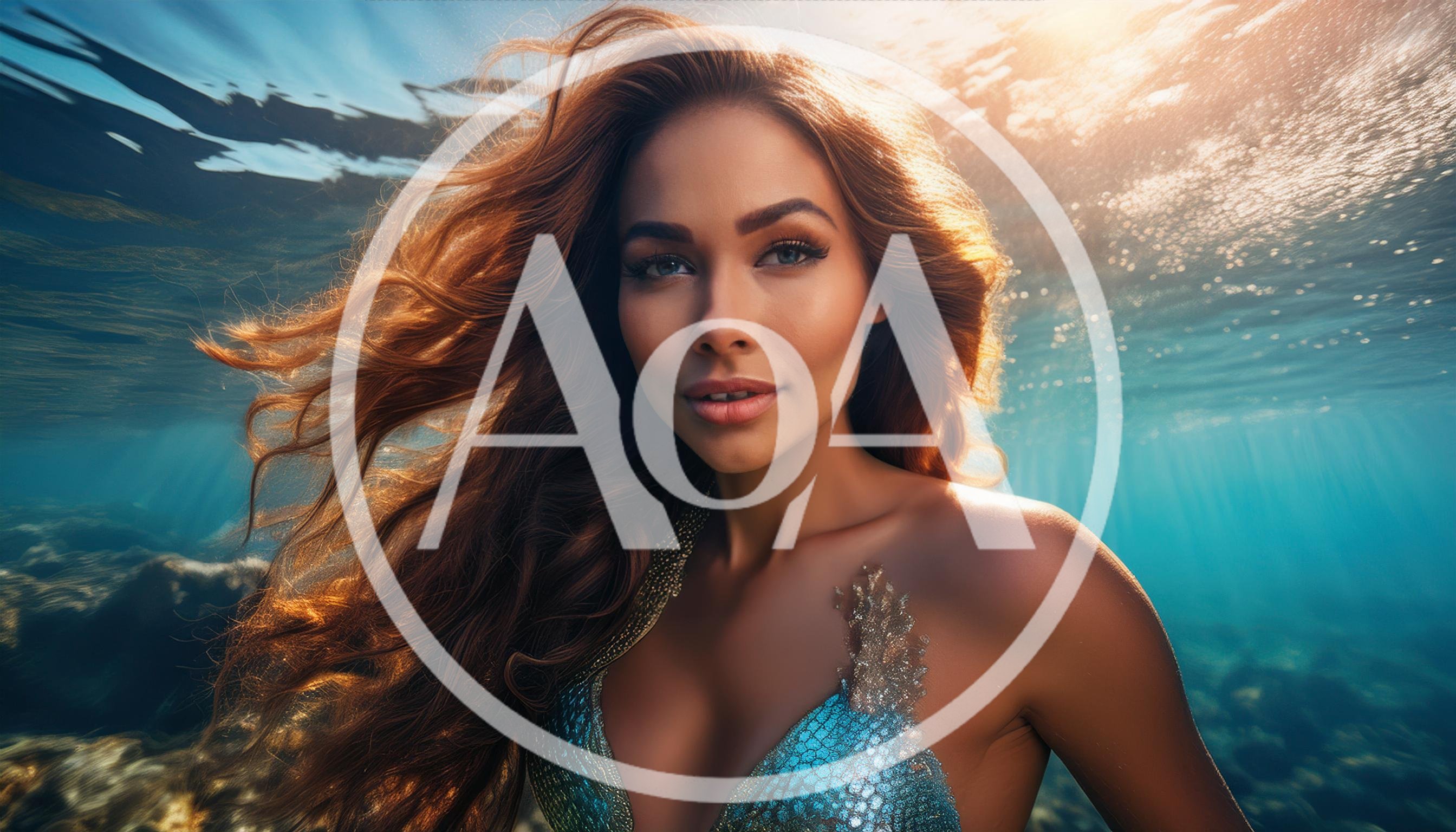 Beautiful Mermaid Swimming Underwater In Tropical Ocean