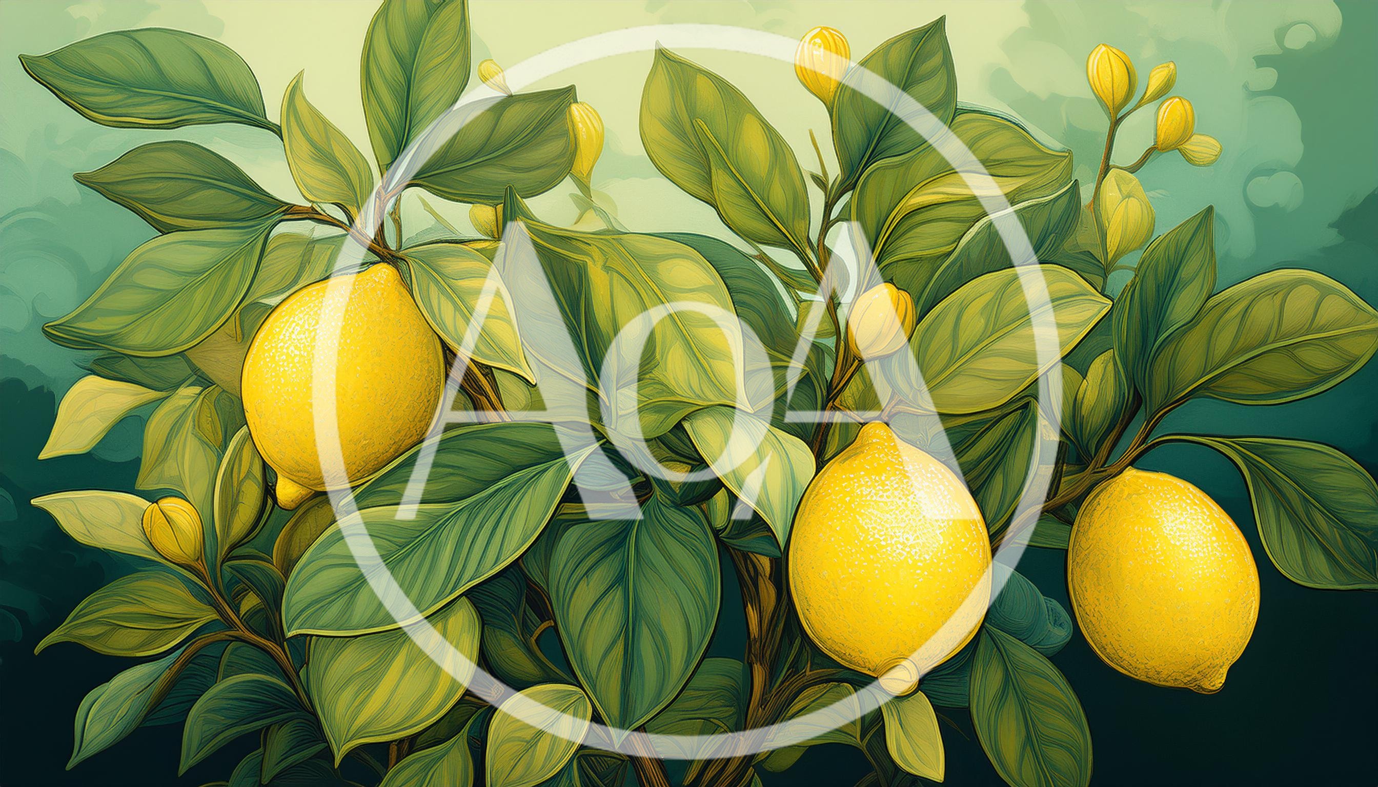 Illustration Of Ripe Yellow Lemons On A Tree
