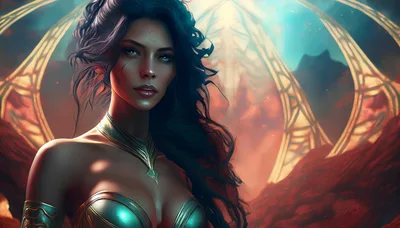 Fantasy Goddess Portrait With Intricate Golden Armor