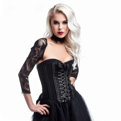 Portrait Of A Blonde Woman In Gothic Corset
