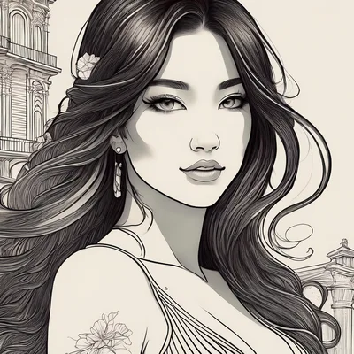 Elegant Woman Portrait With Long Flowing Hair