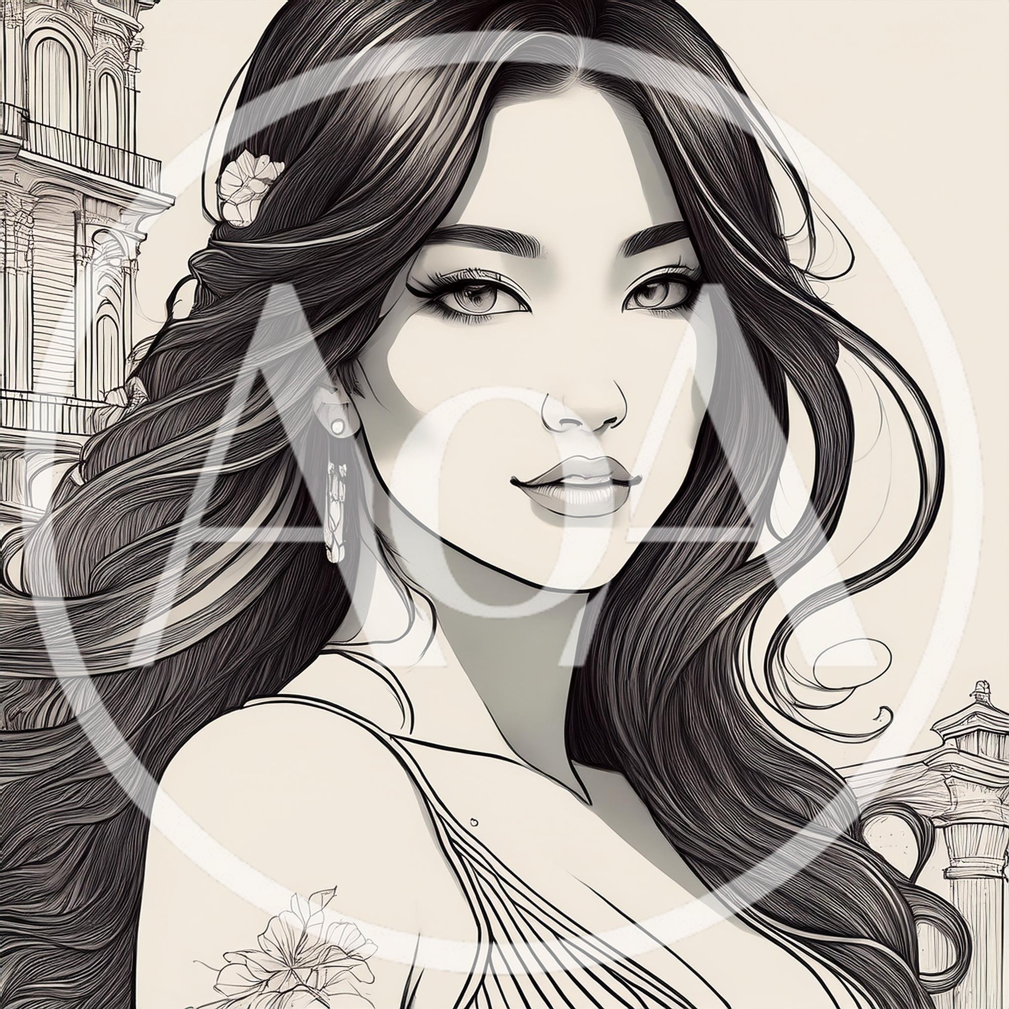Elegant Woman Portrait With Long Flowing Hair