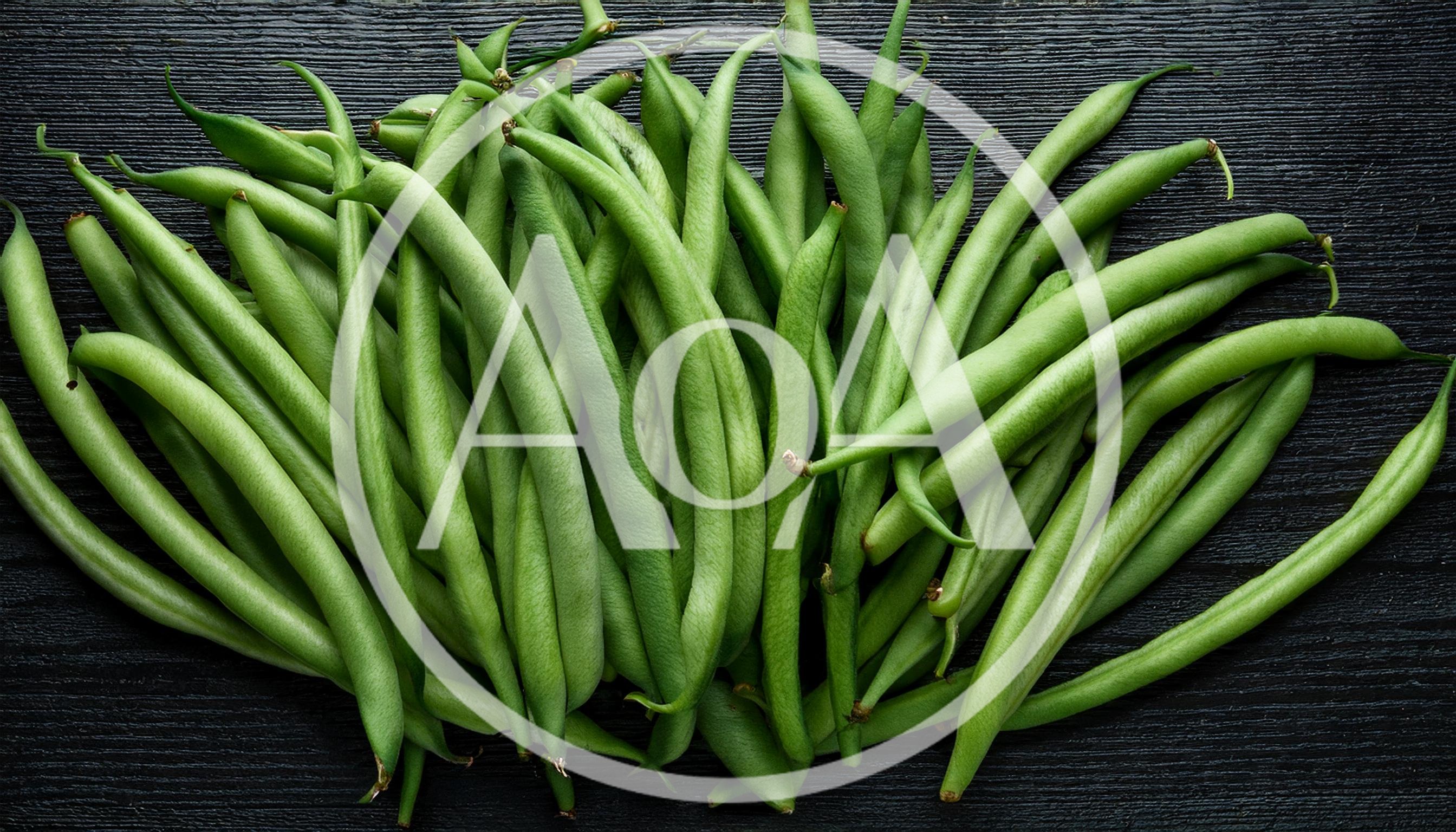 Fresh Green Beans On A Dark Wooden Surface