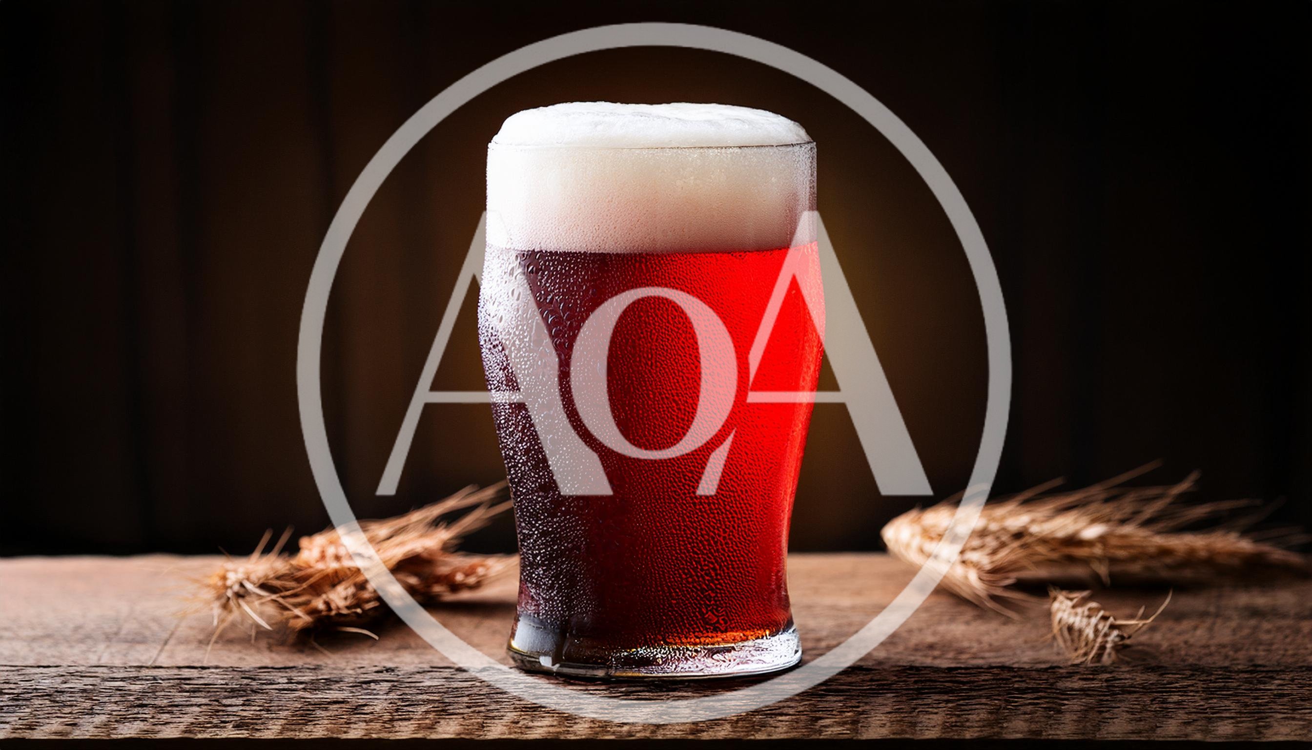 Cold Glass Of Red Ale Beer With Wheat