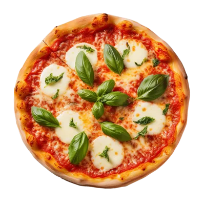 Fresh Margherita Pizza With Basil Leaves