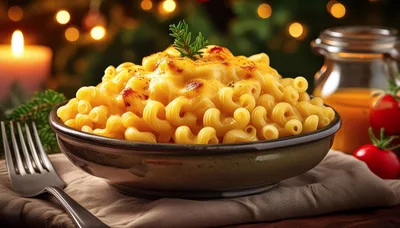 Bowl Of Baked Macaroni And Cheese