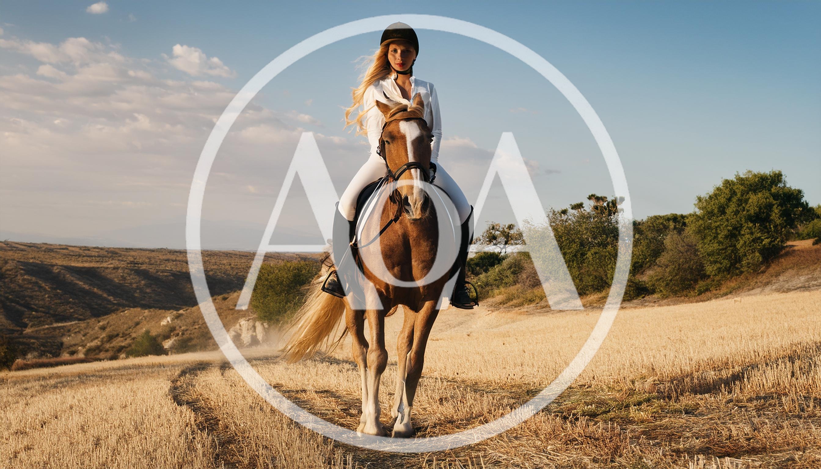 Woman Riding A Horse In A Golden Field
