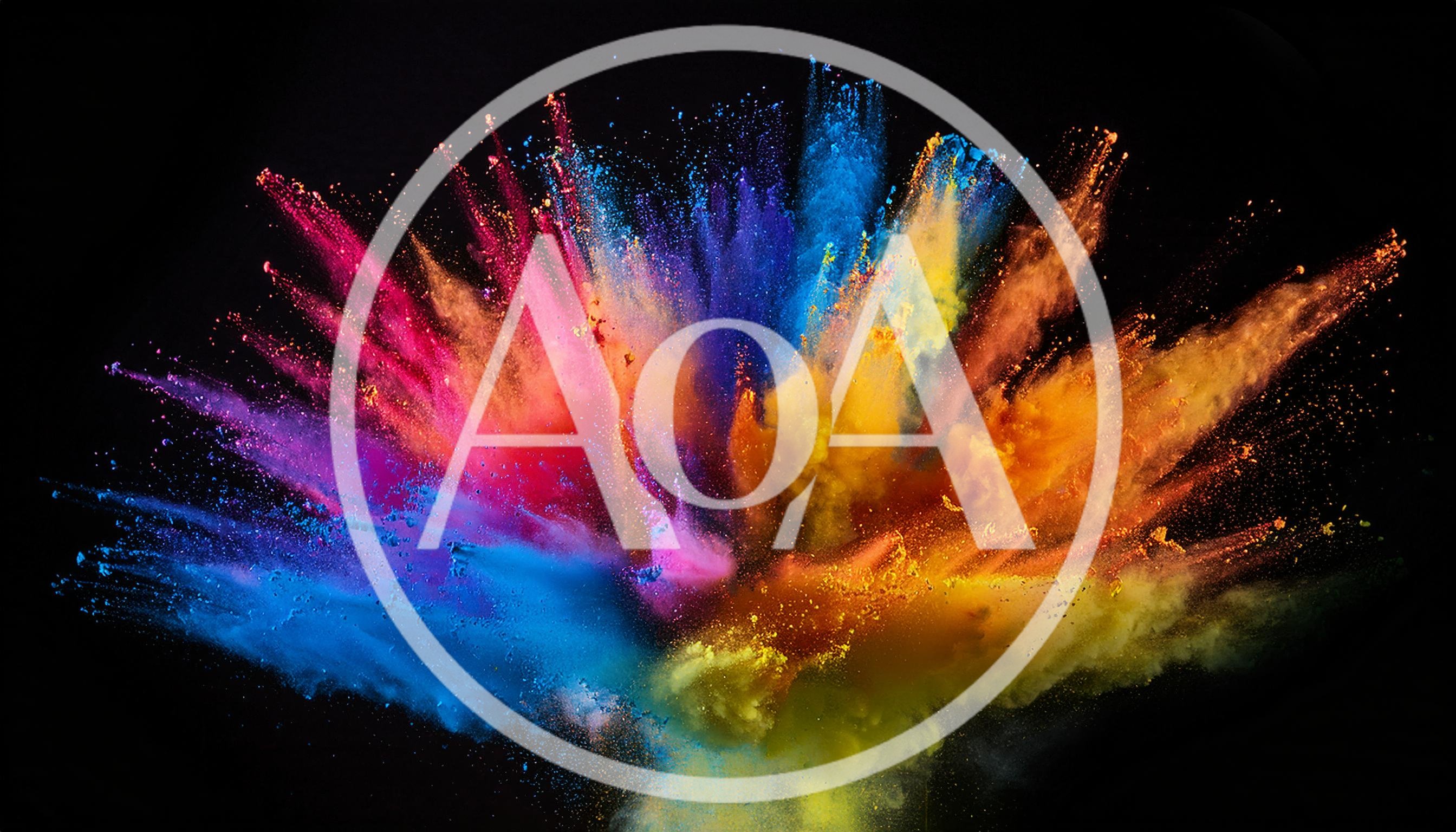 Vibrant Multi-Colored Powder Explosion Against Black Background