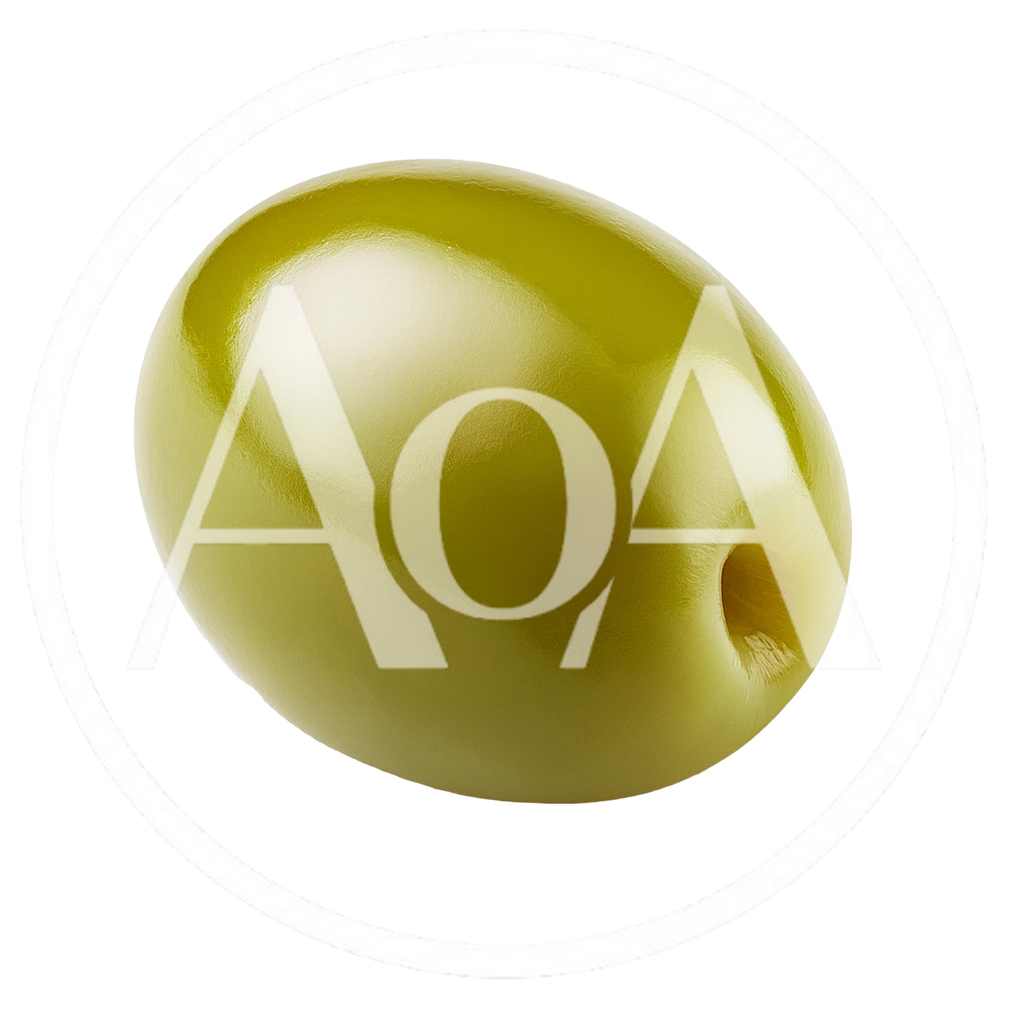 Single Pitted Green Olive Isolated On White Background