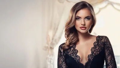 Portrait Of A Beautiful Woman In Black Lace
