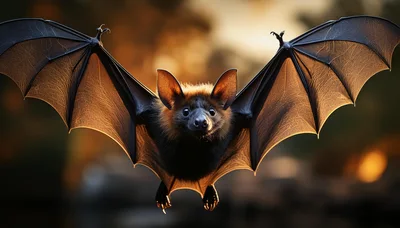 Flying Fruit Bat With Spread Wings