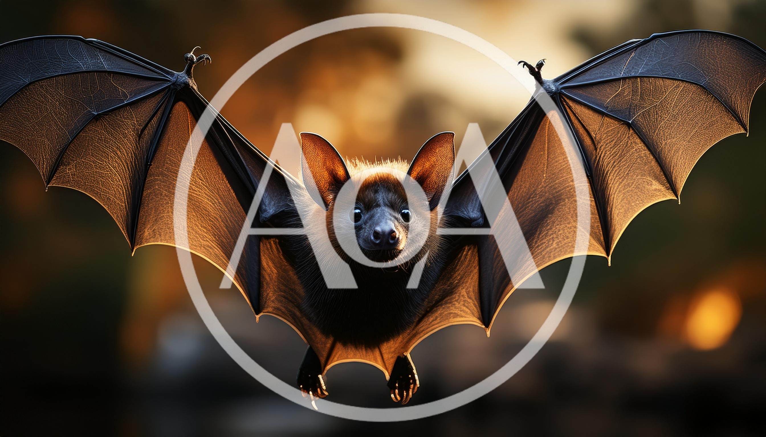 Flying Fruit Bat With Spread Wings
