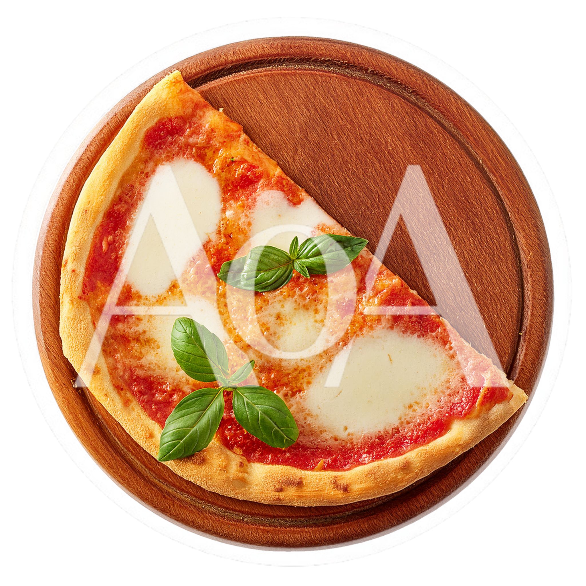 Half A Margherita Pizza On A Wooden Board
