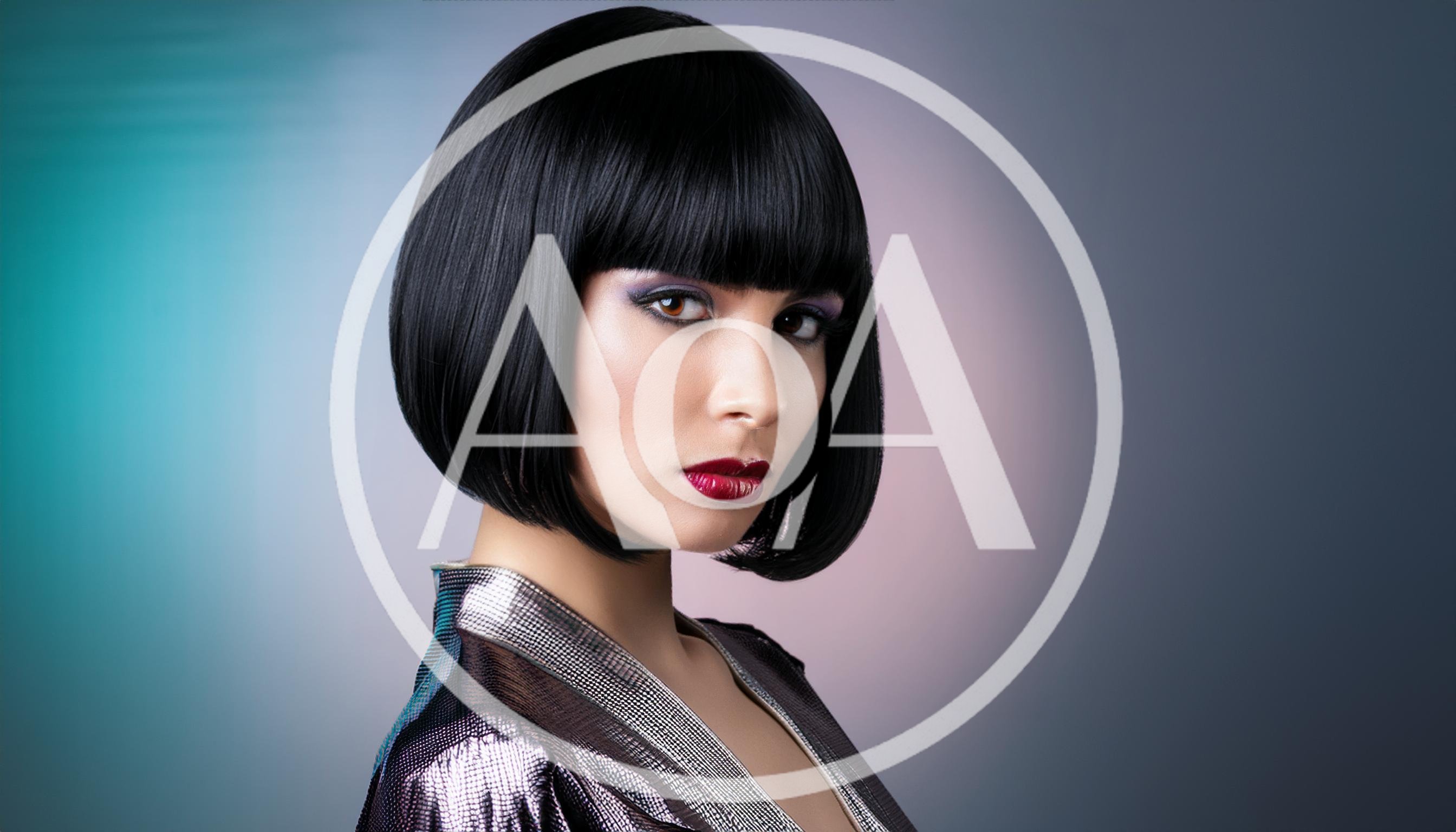 Portrait Of A Woman With A Black Bob Hairstyle