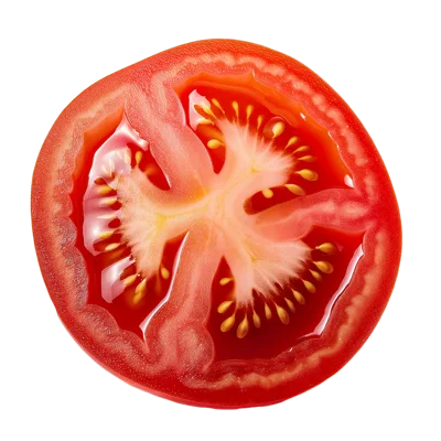 Fresh Red Tomato Slice Isolated On White Background