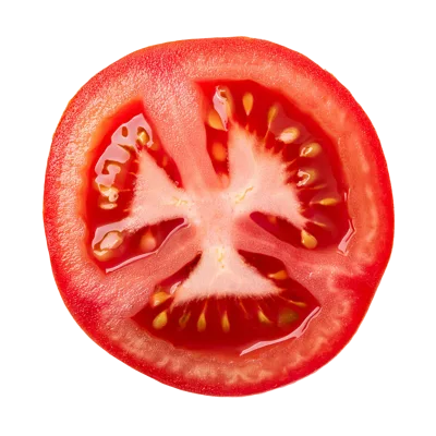 Fresh Red Tomato Slice Isolated On White Background