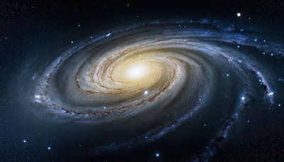 Spiral Galaxy Rotating In Deep Space