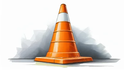 Stylized Illustration Of An Orange Traffic Cone