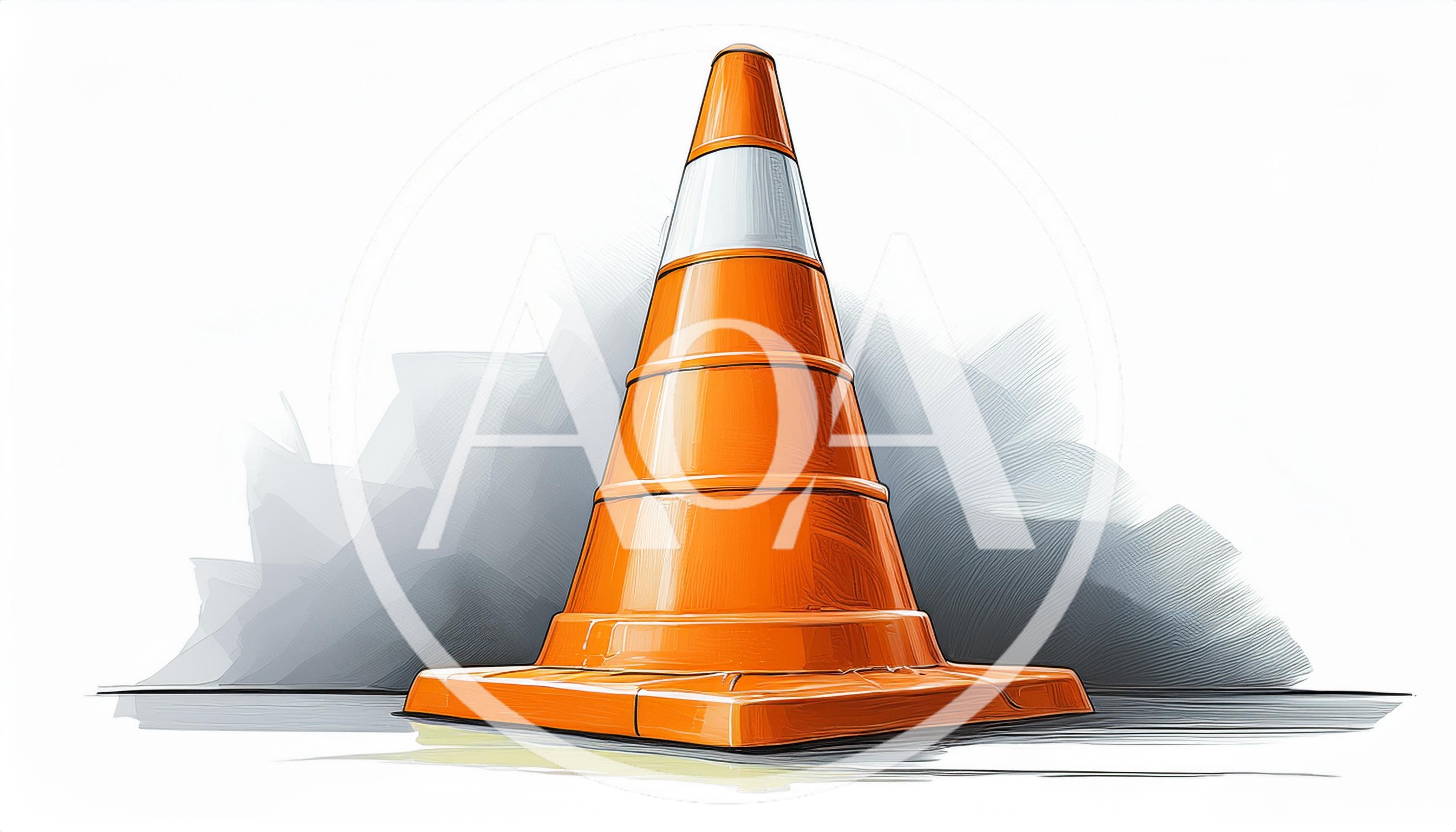 Stylized Illustration Of An Orange Traffic Cone