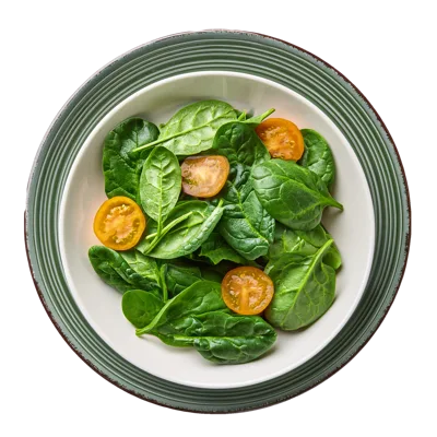 Fresh Spinach Salad With Sliced Cherry Tomatoes