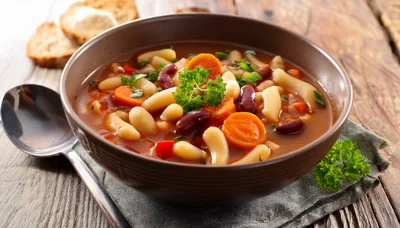 Bowl Of Hearty Vegetable And Bean Soup