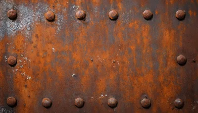 Rusty Metal Plate With Rivets Background