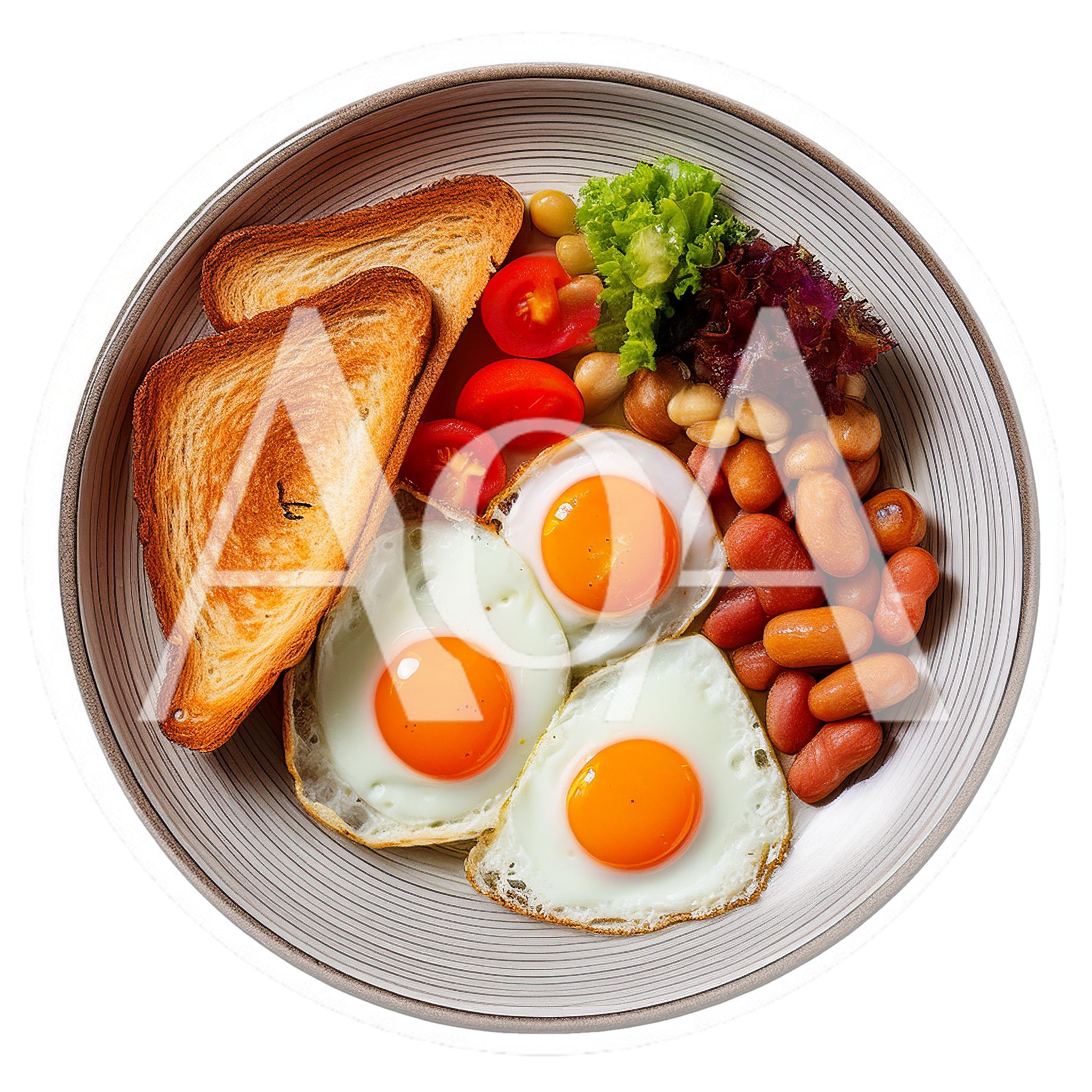 Full English Breakfast Plate With Eggs And Toast