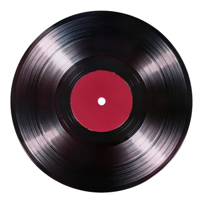 Black Vinyl Record With Red Center Label