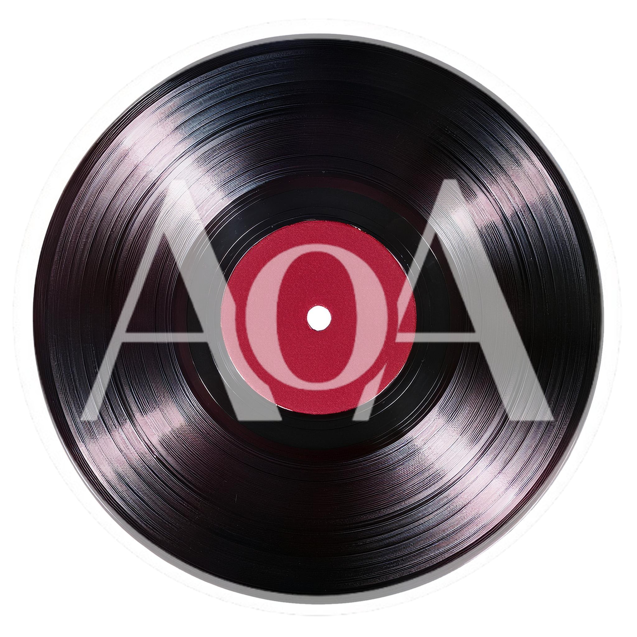 Black Vinyl Record With Red Center Label
