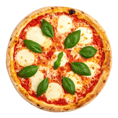 Fresh Margherita Pizza With Basil Leaves