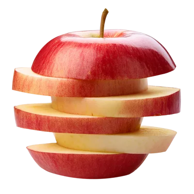 Sliced Red Apple Stacked On White Background