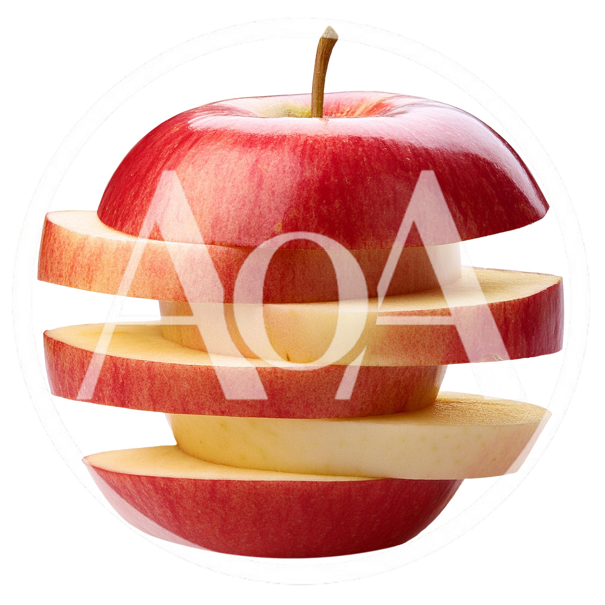 Sliced Red Apple Stacked On White Background