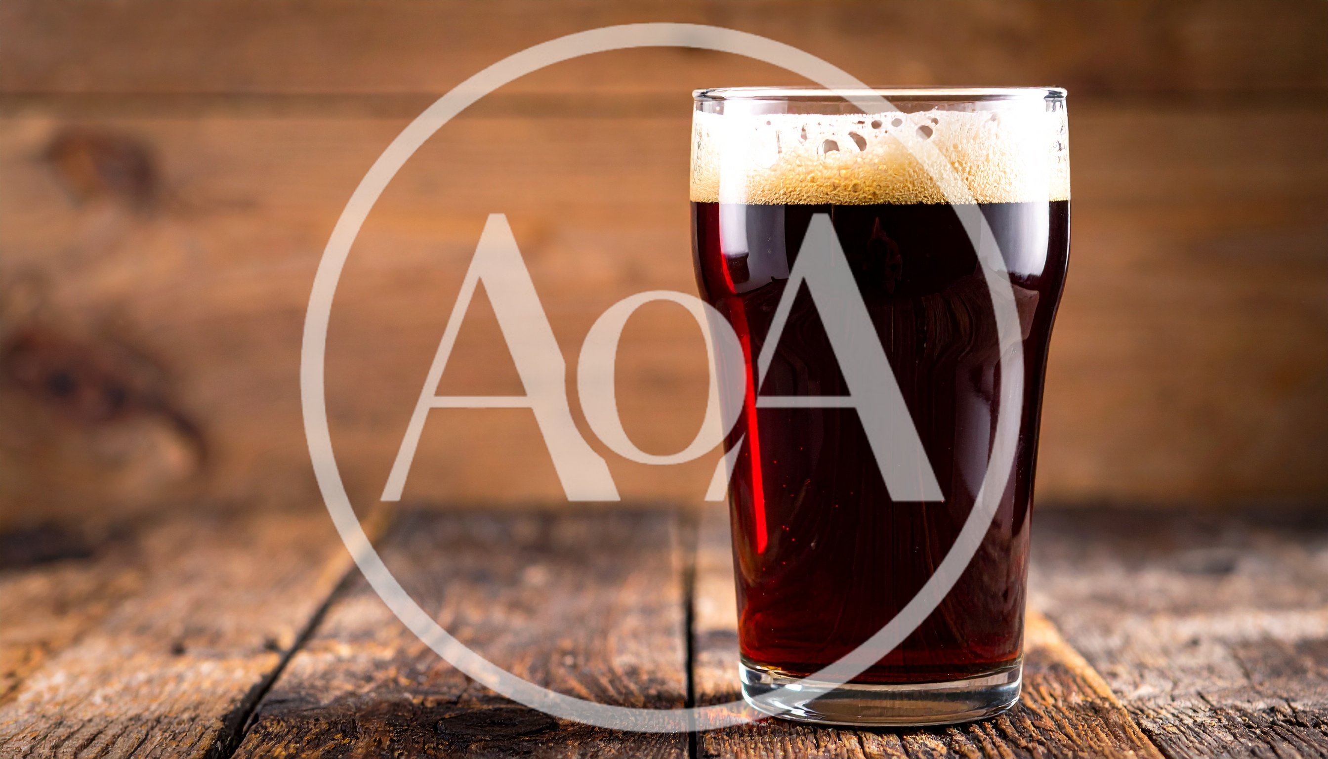 Glass of Dark Stout Beer on Rustic Wooden Table