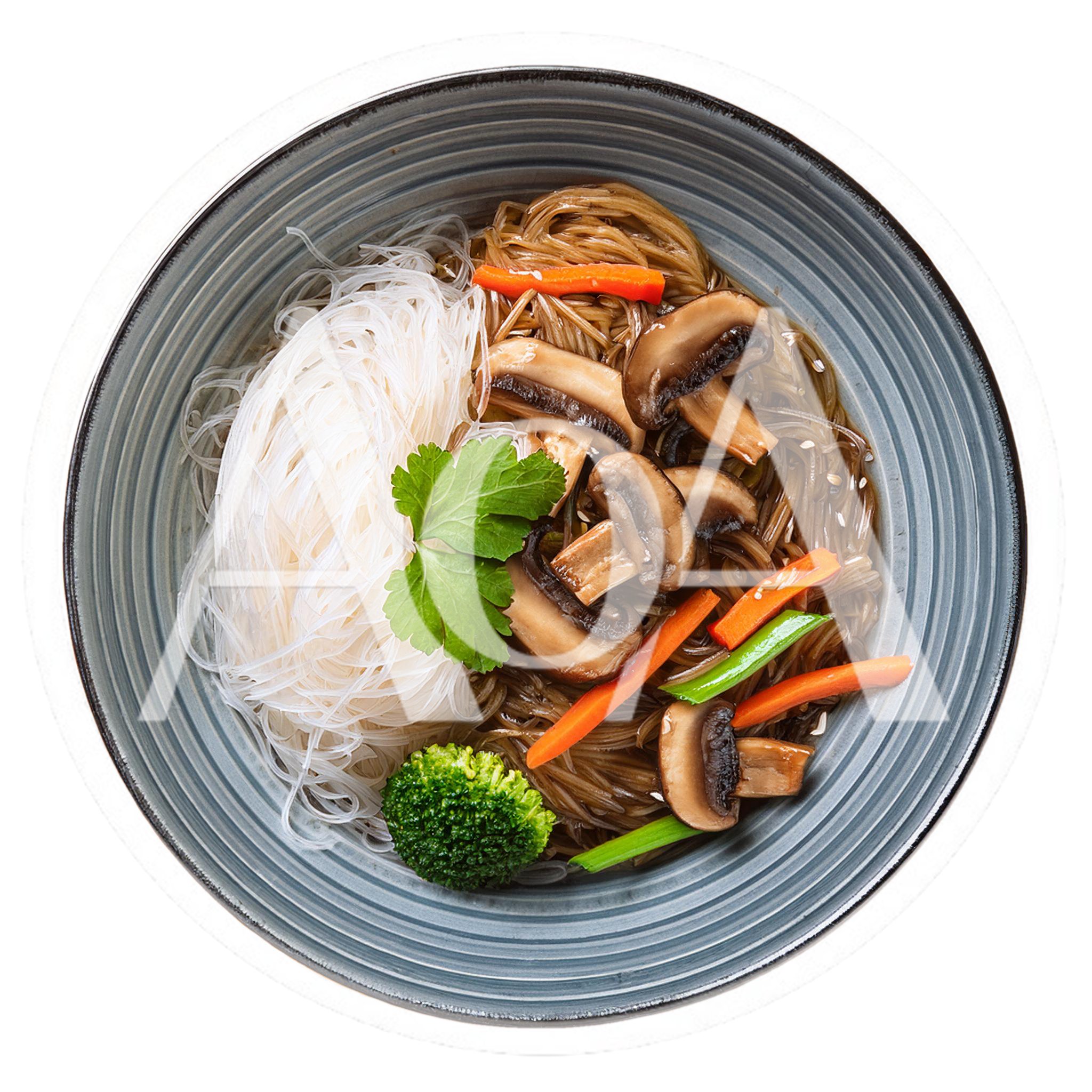 Bowl Of Glass Noodles With Mushrooms And Vegetables