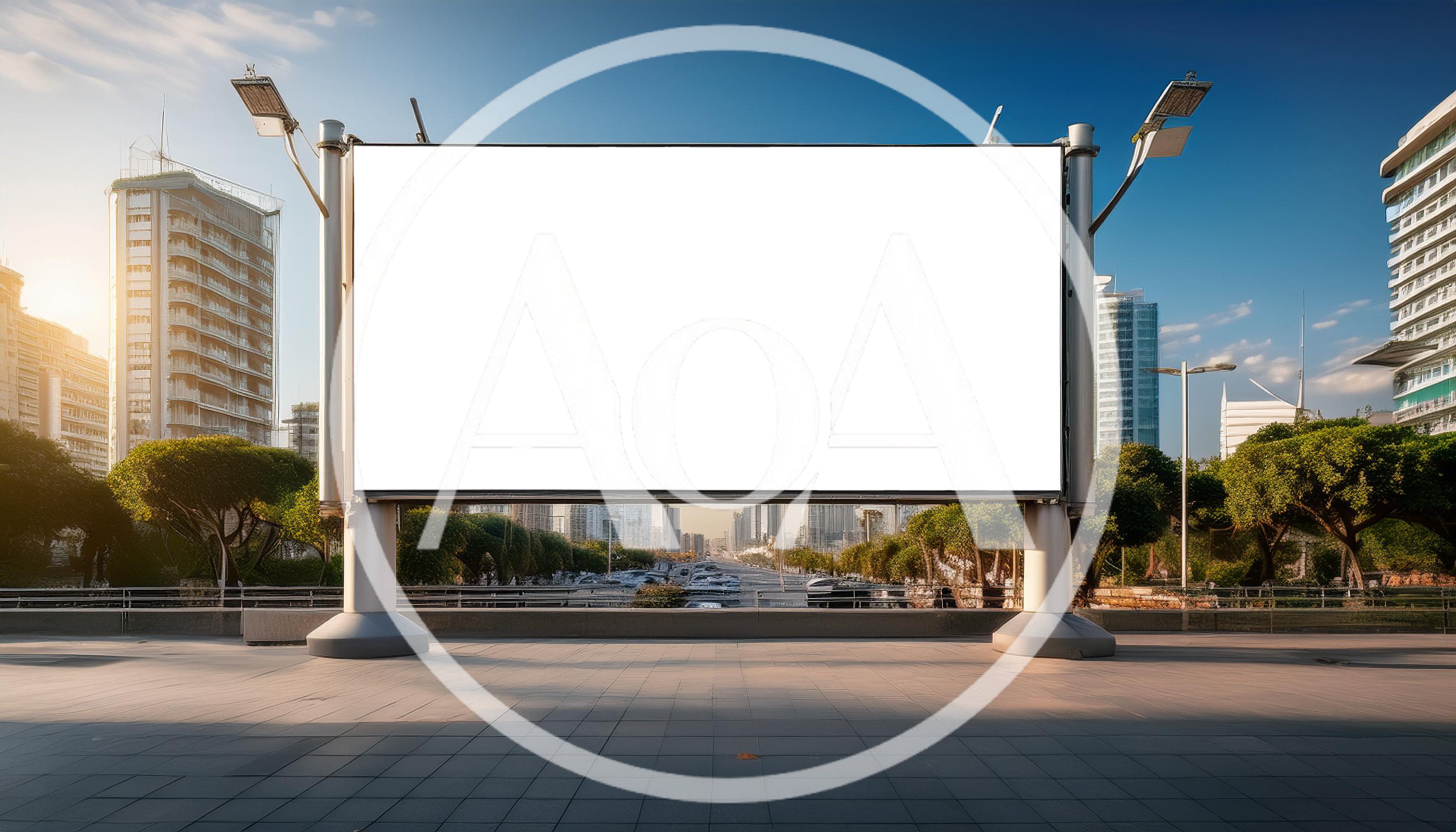 Blank Billboard Mockup In A Modern City Plaza