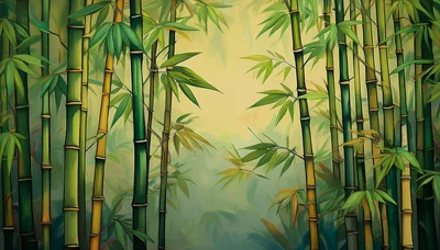 Lush Bamboo Forest With Soft Morning Light