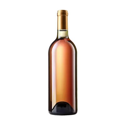 Full Bottle Of Rose Wine On White Background