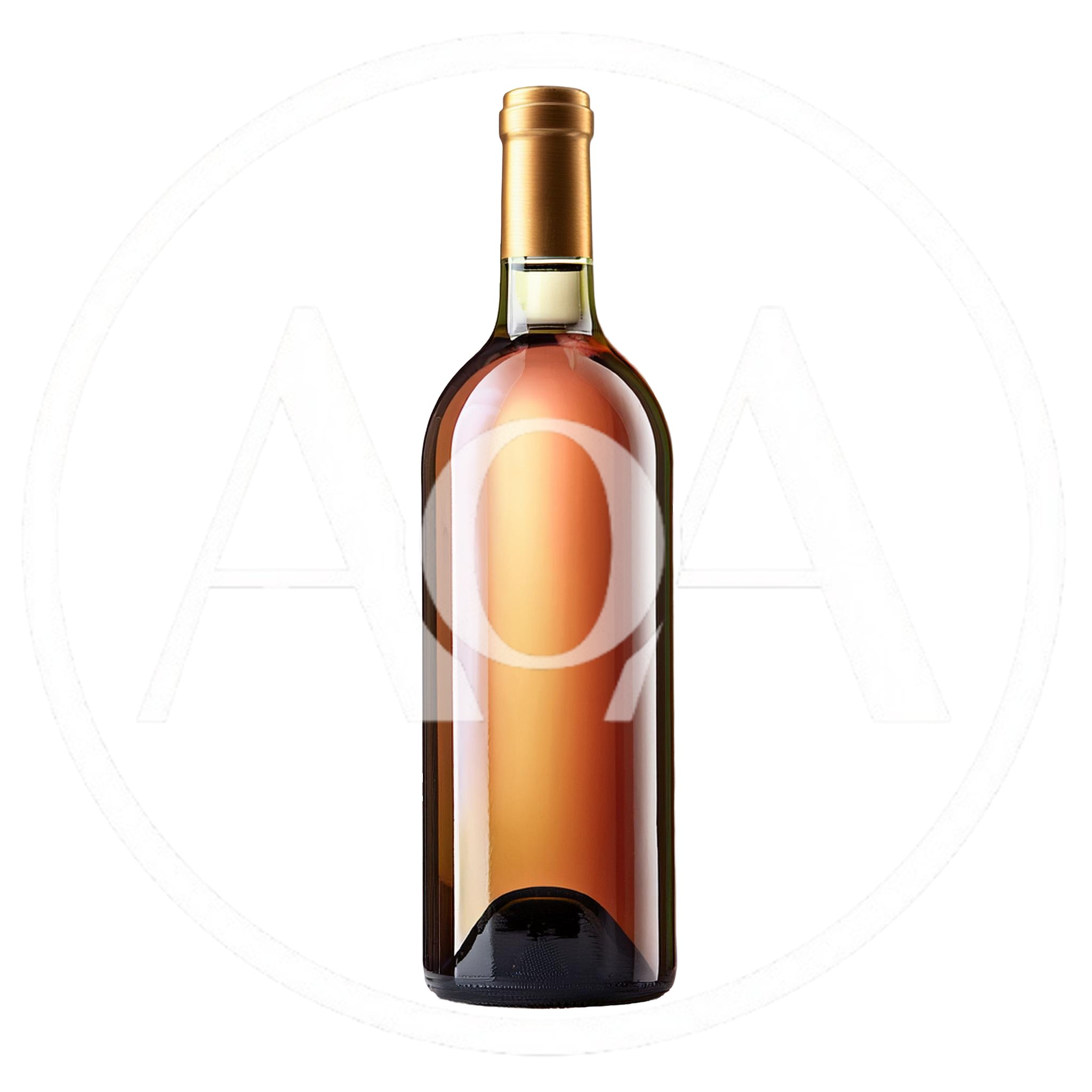 Full Bottle Of Rose Wine On White Background