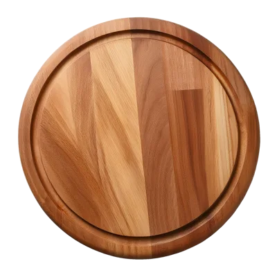 Round Wooden Cutting Board Isolated On White Background