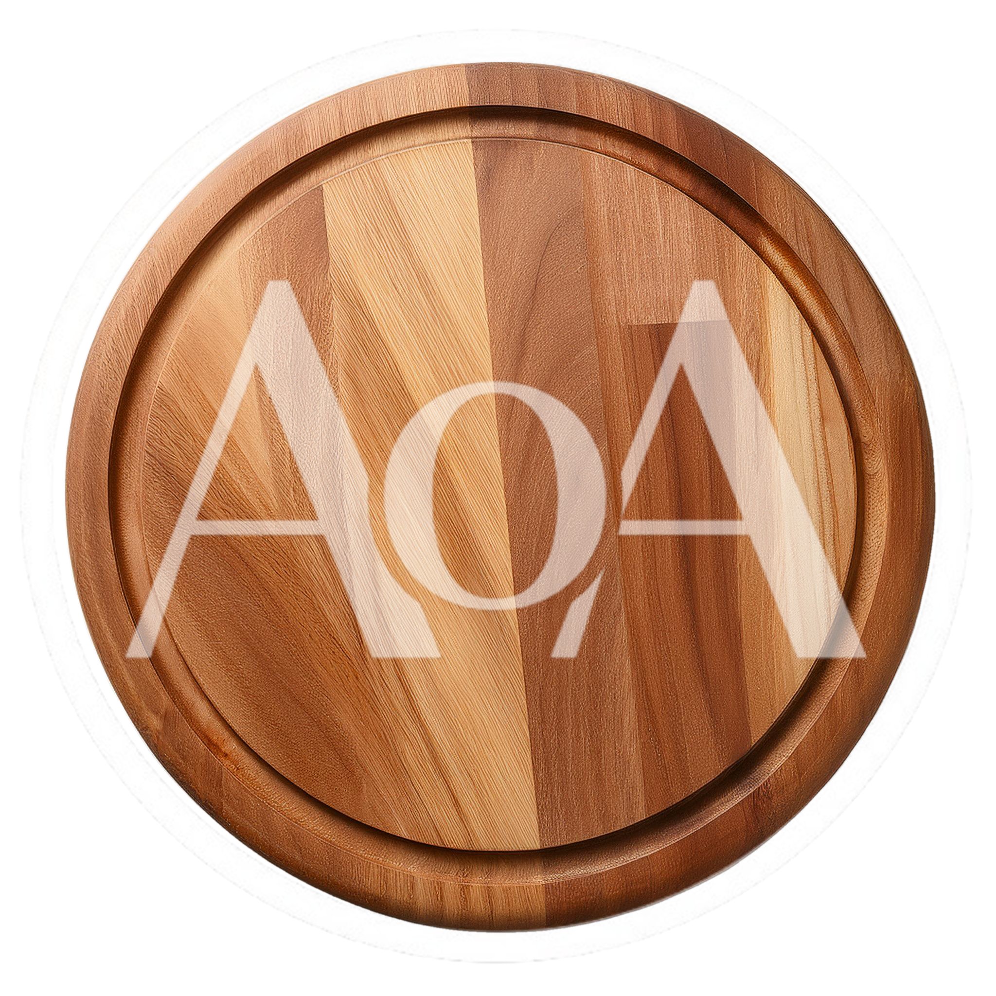 Round Wooden Cutting Board Isolated On White Background