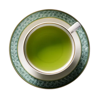 Top View Of A Cup Of Green Tea
