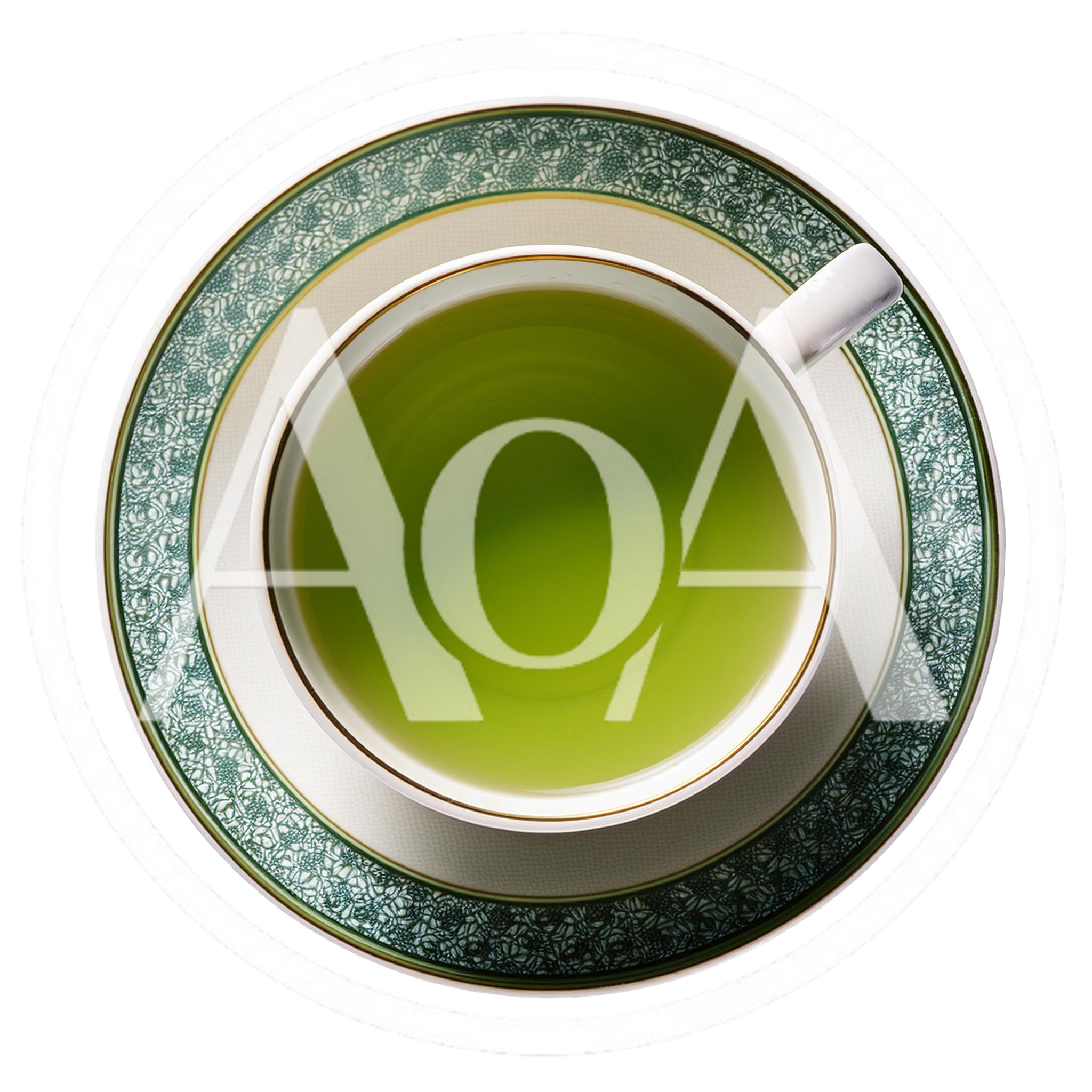 Top View Of A Cup Of Green Tea
