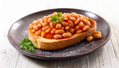 Baked Beans on Toast with Parsley Garnish