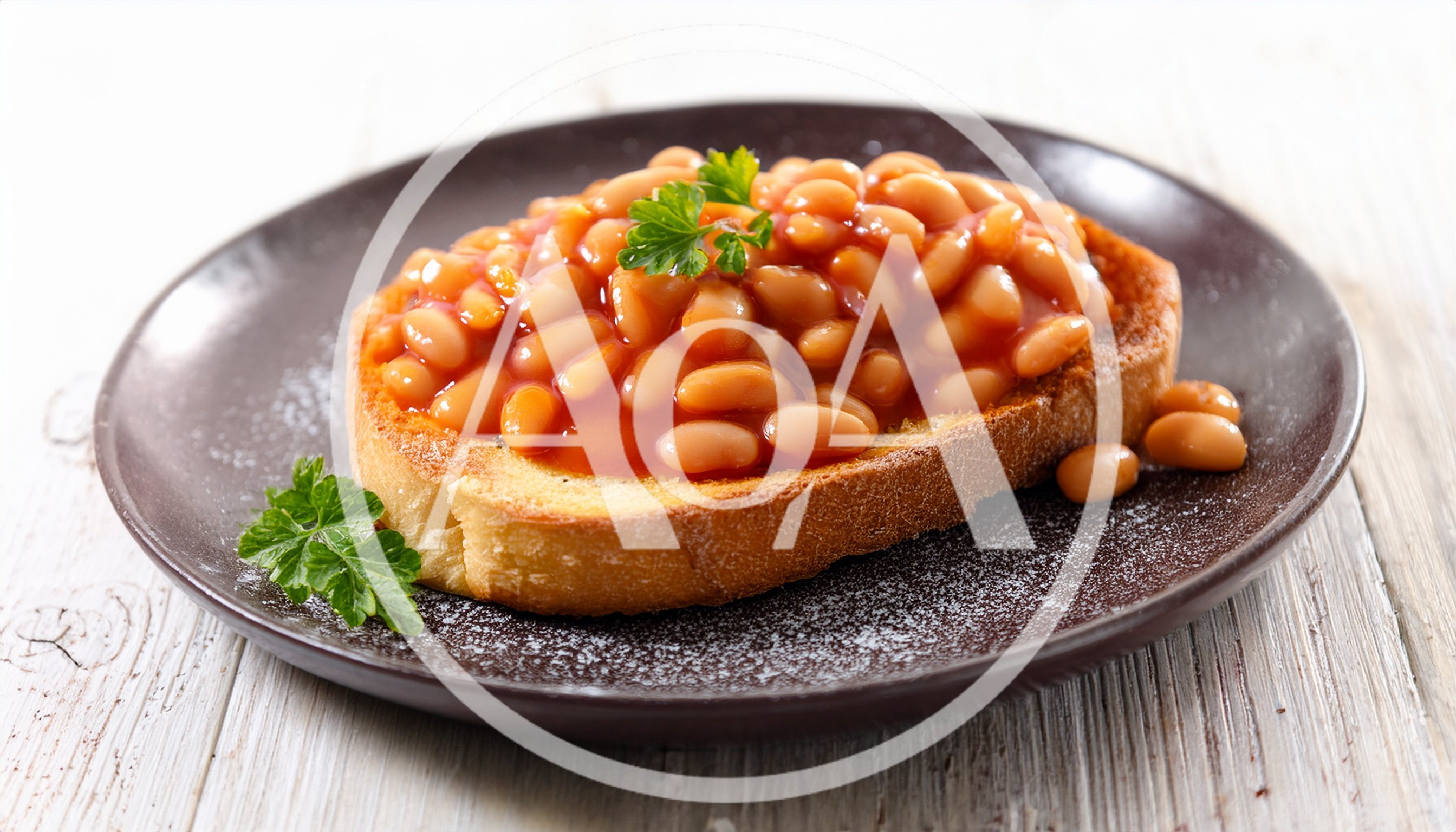 Baked Beans on Toast with Parsley Garnish
