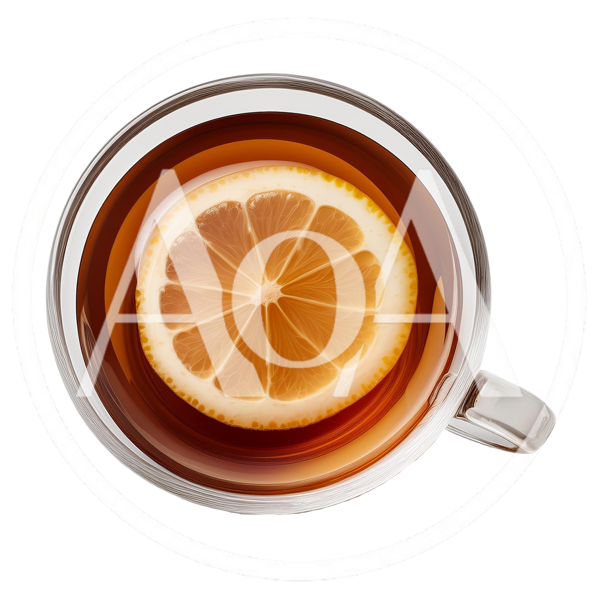 Top View Of A Glass Cup Of Tea With Lemon