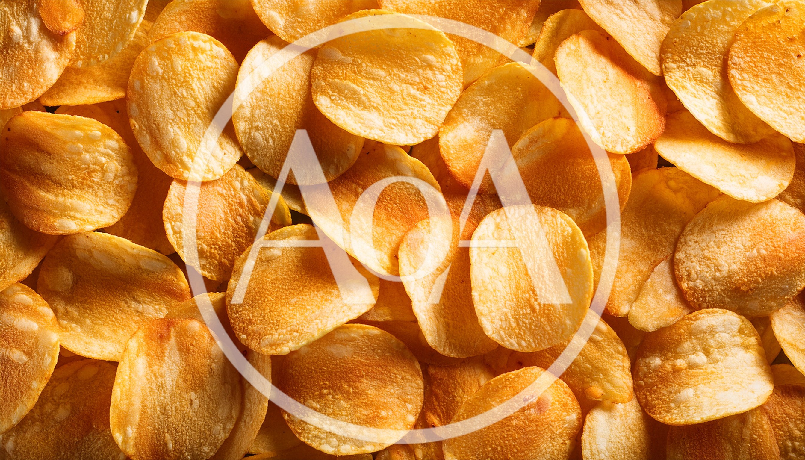 Top Down View Of Crispy Golden Potato Chips