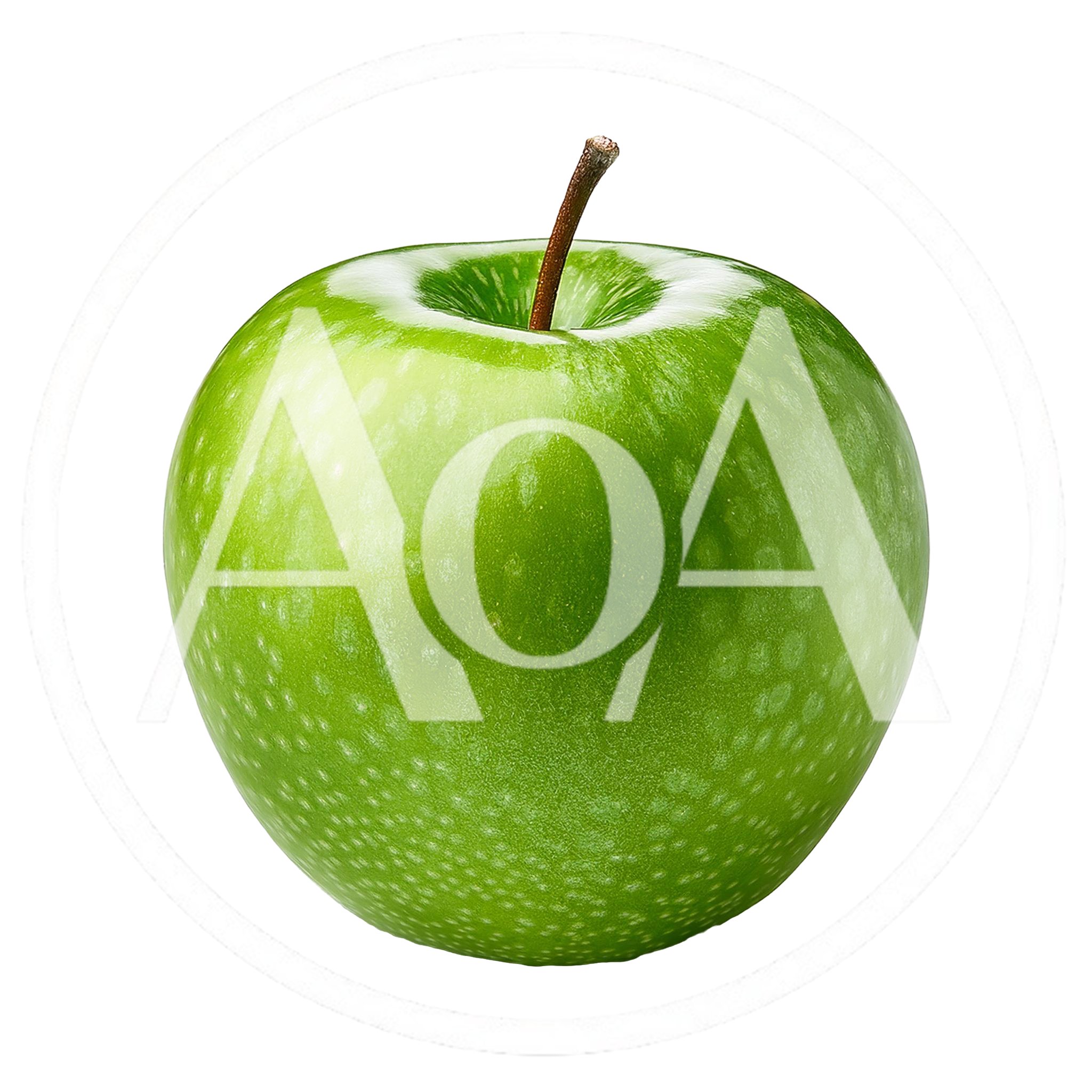 Single Fresh Green Apple Isolated On White Background