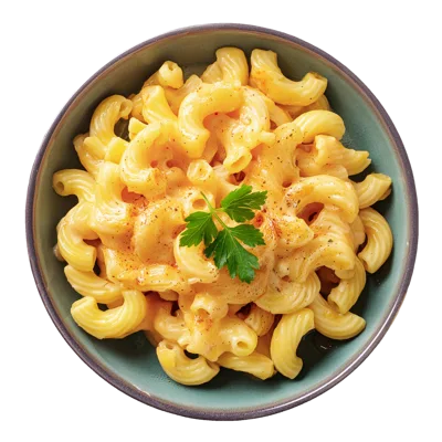 Bowl Of Creamy Macaroni And Cheese With Parsley