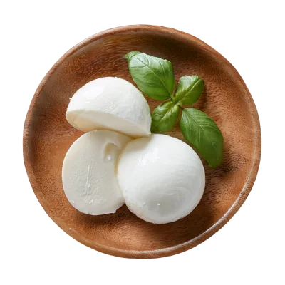 Fresh Mozzarella Cheese Balls With Basil Leaves
