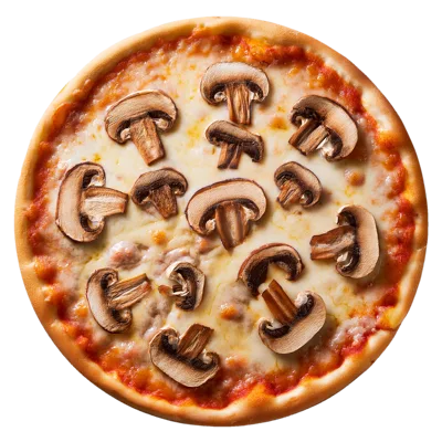 Top Down View Of A Mushroom Pizza